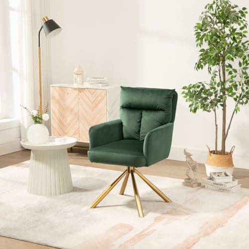 Yellow Velvet Swivel Accent Chair with High-Back and Metal Legs