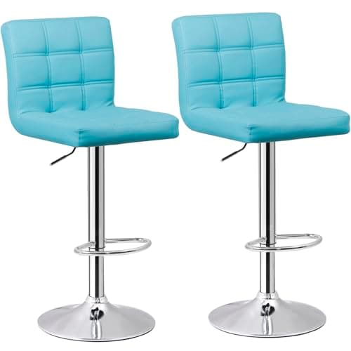 ZENY Black Swivel Bar Stool Set, Modern PU Leather Kitchen Chair