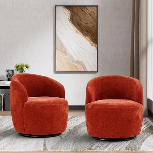 Ivory Boucle Swivel Chair, 360° Rotating Living Room Accent Chair