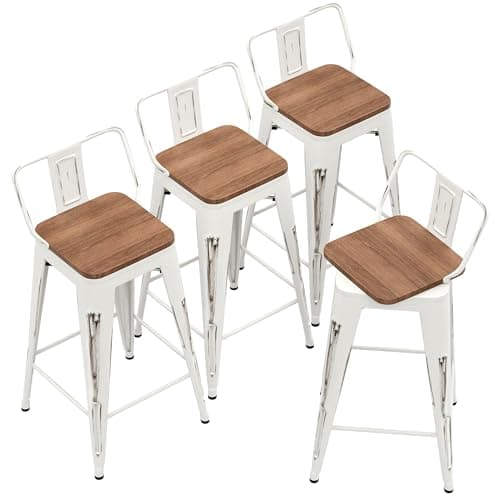 Andeworld 24 Inch Black Swivel Bar Stool Set of 4 Industrial Metal