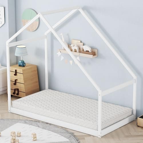 Merax Montessori Wooden Twin Bed for Kids, Sturdy & Quiet Assembly