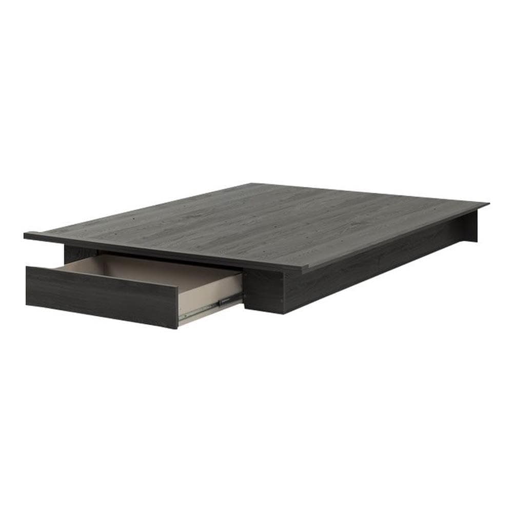 South Shore Gray Oak Full/Queen Holland Platform Bed with Drawer