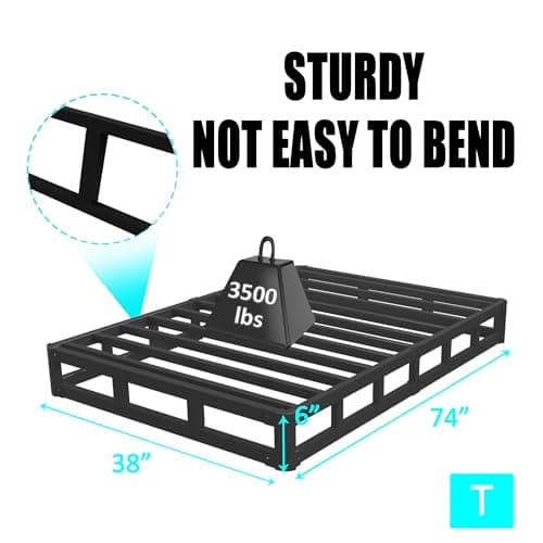 6 Inch Round Corner Twin Bed Frame, Silent Anti-Slip Metal, No Box Spring Needed