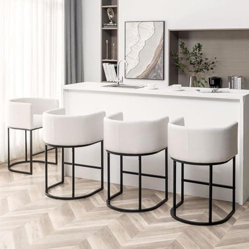 25" Modern Bar Stool Set with Back, Black Metal Frames, Kitchen Island Chairs