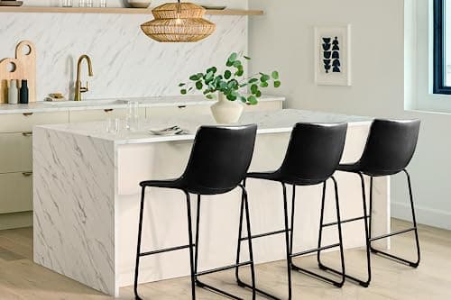 PUKAMI Black Counter Height Bar Stools Set of 2 (26")