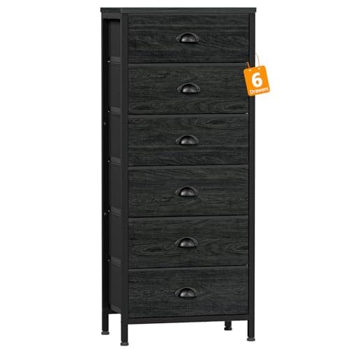 Furnulem Black Tall Dresser with 7 Fabric Bins for Closet Storage
