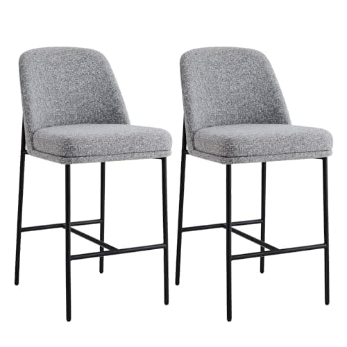 FSC Certified White Fabric Bar Stools, 27" Seat Height, Set of 2