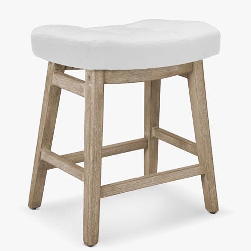 3-Piece Khaki & Wood Counter Height Bar Stool Set Modern Farmhouse Kitchen