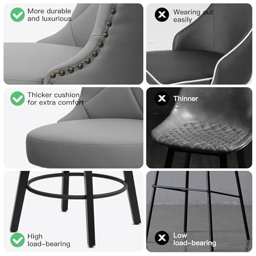 26 Inch Faux Leather Counter Height Bar Stools with Round Footrest