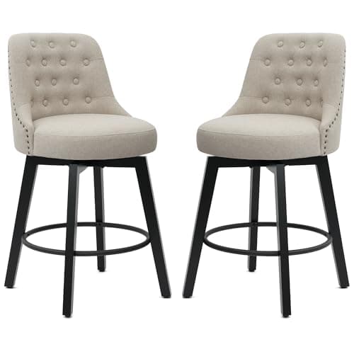 26 Inch Faux Leather Counter Height Bar Stools with Round Footrest