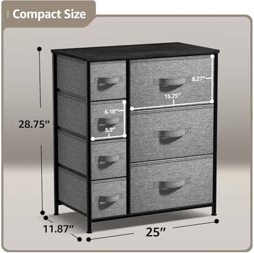 Sorbus 7-Drawer Dresser with Steel Frame & Wood Top