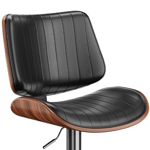 Mid-Century Modern Black Bentwood Barstool Set with Footrest, Kitchen Counter, Island, & Dining Room