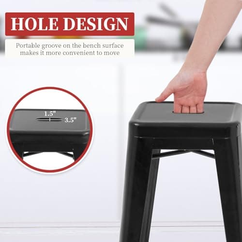 FDW Black Counter Height Bar Stool Set of 4 (24")