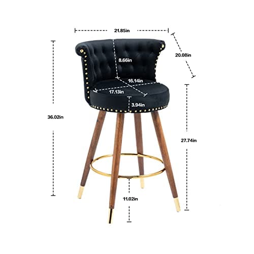 Swivel Bar Stools Set of 2 for Kitchen Island or Dining Room, Black