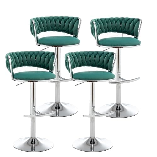 Gold Swivel Bar Stool Set, Beige, Counter Height (2pcs)