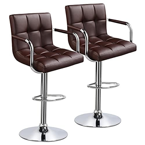 2 Black Yaheetech Adjustable Swivel Barstools for Kitchen and Bar