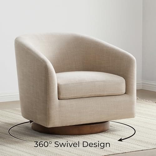 CHITA Flax Beige FSC Certified Swivel Chair, Living Room Set of 2Fully Assembled