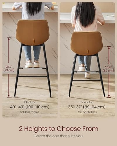 VASAGLE Caramel Brown Counter Height Bar Stools Set of 2 ULBC088K01
