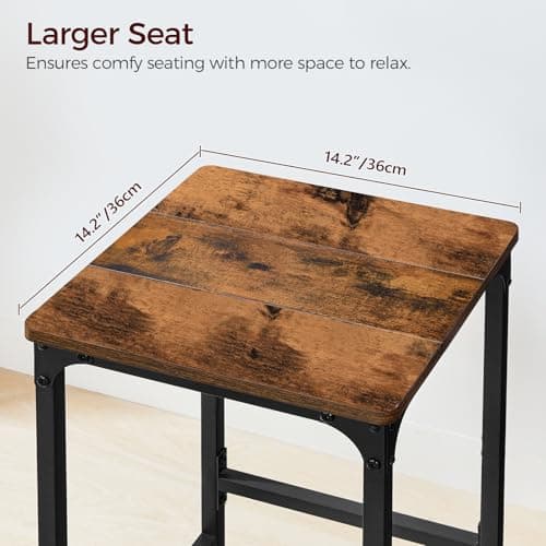 Industrial Rustic Brown Bar Stool Set, 27.6" Tall, with Footrest BAHR13801