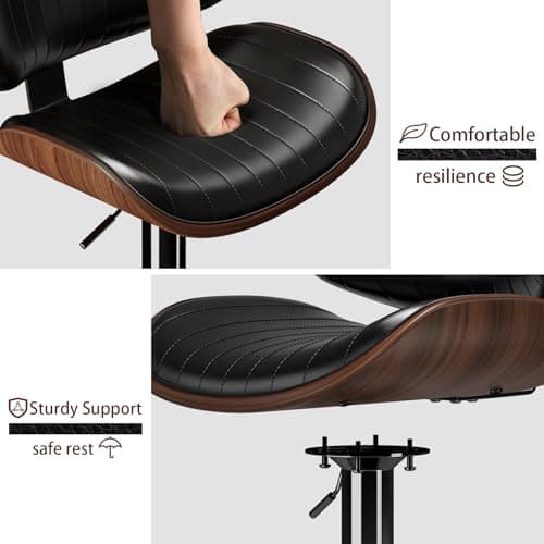 Set of 4 Modern Swivel Bar Stools with Adjustable Height and Backrest