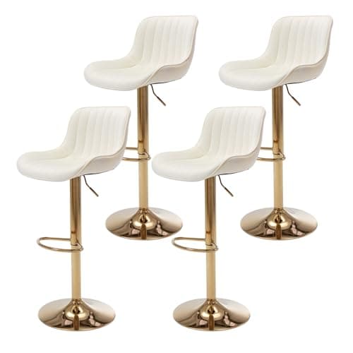 Beige Modern Velvet Swivel Bar Stools, Counter Height with Backs Set of 4
