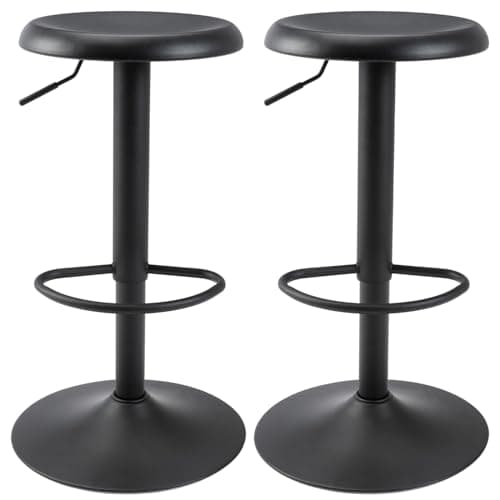 Brage Living Set of 2 Adjustable Swivel Bar Stools, Backless Counter Height Chairs for Kitchen and Cafe (Black)