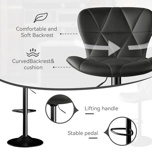 Set of 4 Adjustable Swivel Bar Stools in Black for Kitchen Island