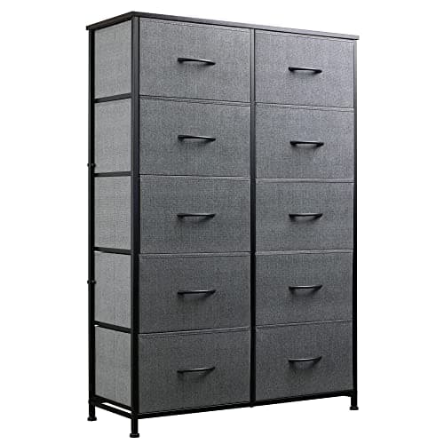 Tall Black Dresser with 10 Drawers for Bedroom Storage