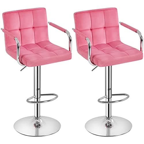 2 Black Yaheetech Adjustable Swivel Barstools for Kitchen and Bar