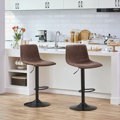 Yaheetech Adjustable Bar Stools Set of 4, Brown