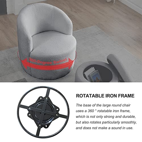 Swivel Accent Chairs Set with Storage Ottoman for Two