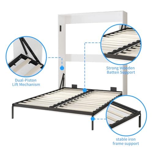 Modern White Murphy Bed Cabinet for Guest Bedroom