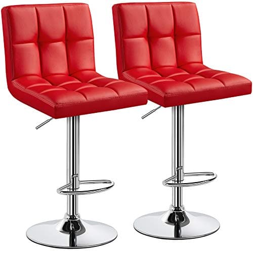 Set of 2 Modern Adjustable Bar Stools with Backrest and Footrest