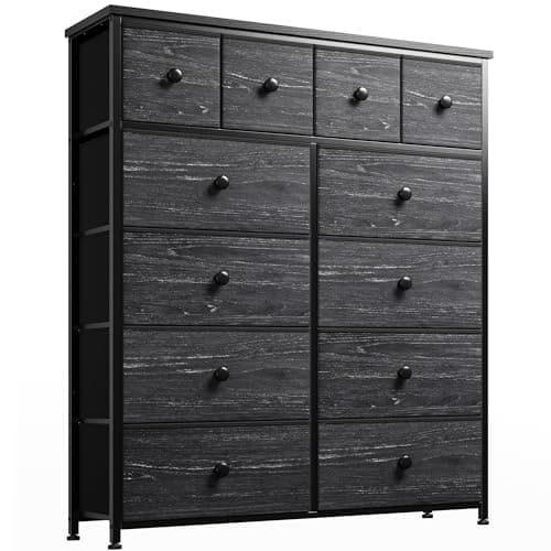 EnHomee Black Dresser for Bedroom with 12 Drawers, 40.7 W x 43.8 H, Fabric Storage