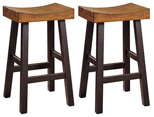 Signature Design by Ashley Glosco Two-Tone Brown Saddle Barstool Set