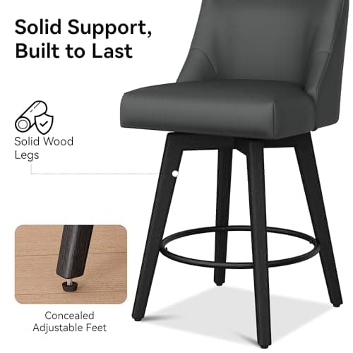 Rustic Black Counter Height Bar Stools, 26" Swivel Seat