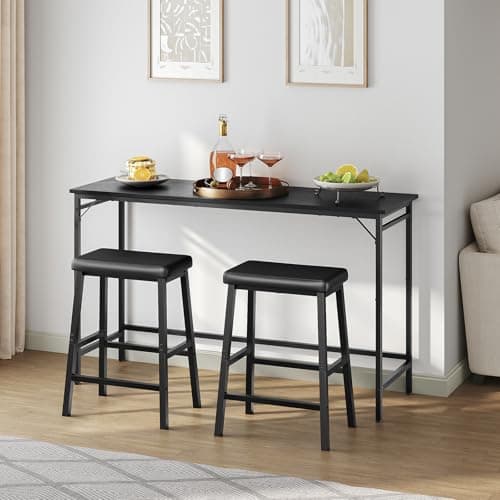 HOOBRO Black 24" PU Leather Bar Stool Set BB01MD01