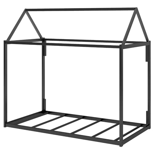 Bellemave Twin Size Metal Floor Bed for Kids, Black