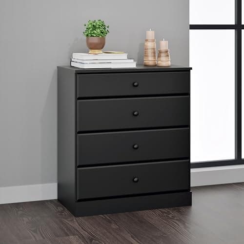 Prepac Astrid 4-Drawer Dresser, Black, BDBR-0401-1