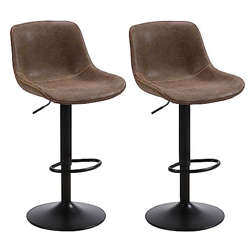 2-Piece Swivel Bar Stool Set, Counter Height with Back, Modern PU Leather Chair