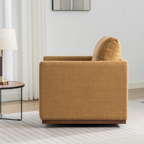 30 Oversized Swivel Chair with Thick Seat Cushion in Yellow