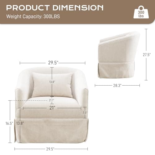 Barrel Swivel Chair with Padded Cushion for Living Room, Nursery, Lounge, Office