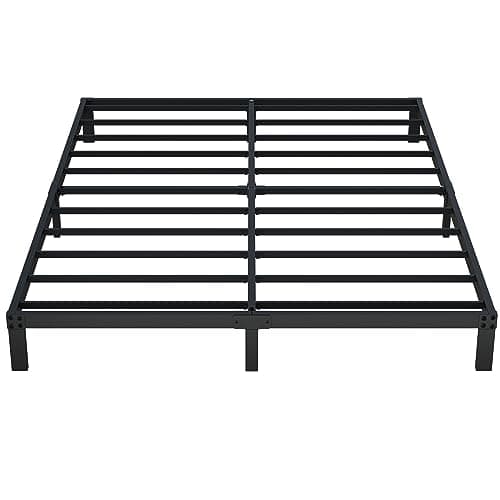 Heavy Duty 8 Inch Queen Metal Bed Frame, No Box Spring, Black