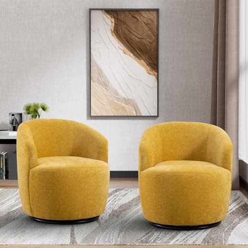 Ivory Boucle Swivel Chair, 360° Rotating Living Room Accent Chair