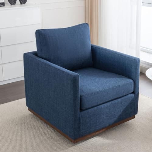 30 Oversized Swivel Chair with Thick Seat Cushion in Yellow