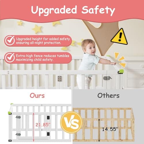 ROOMTEC Full Size Montessori Floor Bed for Kids, White Safety Bed Frame