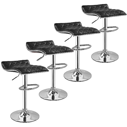VECELO Adjustable Bar Stool Set, 4 Pack, Kitchen Counter Height