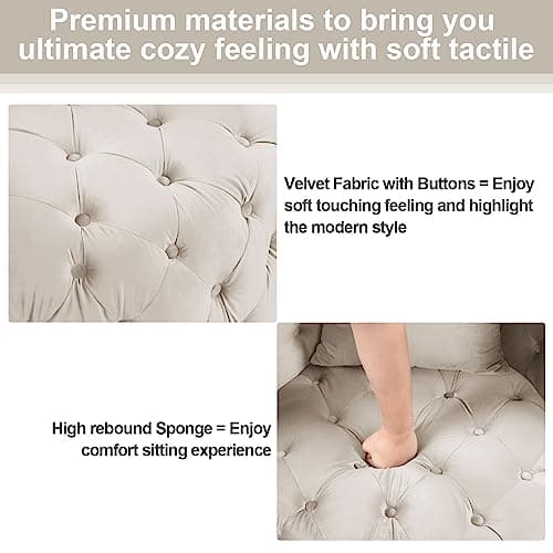 Beige INZOY Swivel Barrel Chair, Plump Pillow, Modern Living Room_bedroom Accent Chair