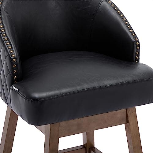 Swivel Counter Stools Set of 2 with PU Leather and Nailheads Trim