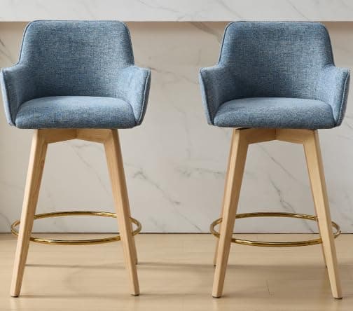 ONEVOG Counter Height Bar Stools Set of 2, Modern Swivel Grey